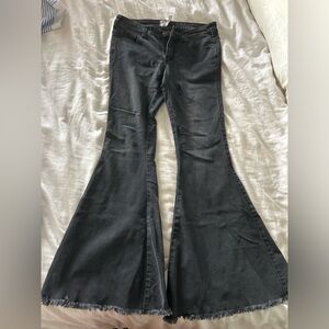 Free People Black Wide Flare Legged Jeans (Size: 28)